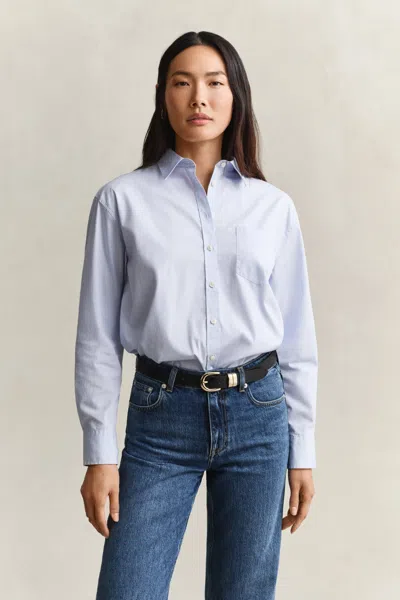 Gant Relaxed Fit Classic Poplin Shirt In Blue