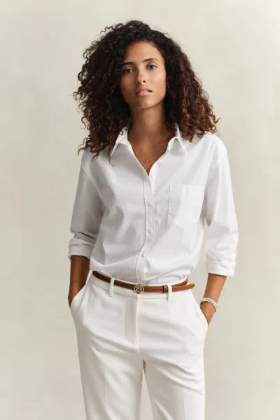 Gant Relaxed Fit Classic Poplin Shirt In White