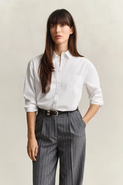 Gant Relaxed Fit Classic Poplin Shirt In White