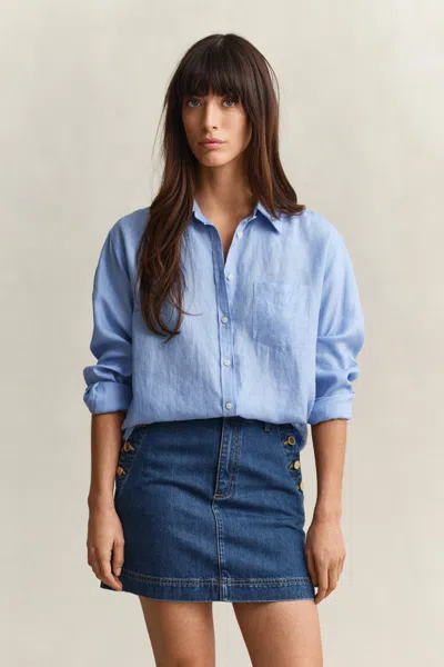 Gant Relaxed Fit Linen Shirt In Blue