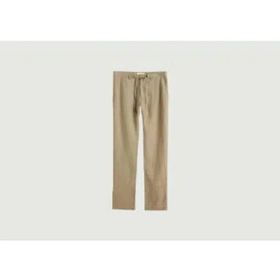 Gant Relaxed Fit Linen Trousers In Neutral