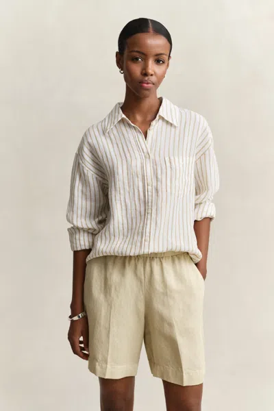 Gant Relaxed Fit Striped Linen Shirt In Multi