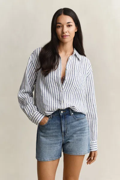 Gant Relaxed Fit Striped Linen Shirt In Multi