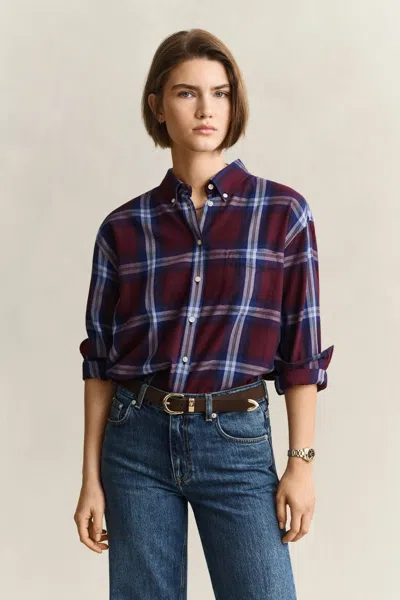 Gant Relaxed Flannel Shirt In Pink