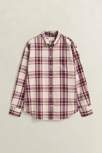 Gant Relaxed Flannel Shirt In Brown