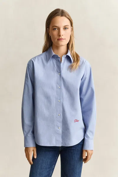 Gant Relaxed Poplin Shirt In Misty Lavender