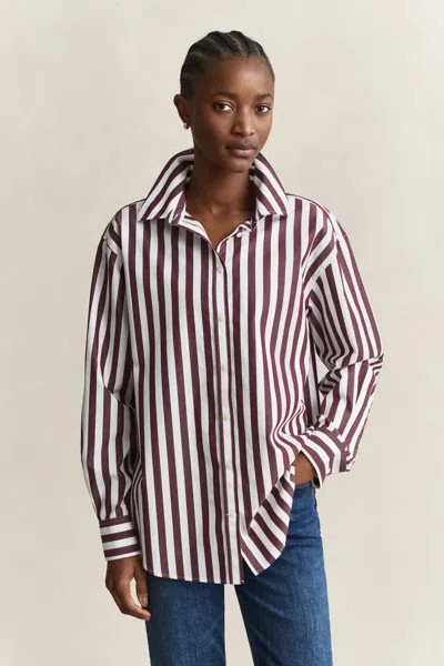 Gant Relaxed Striped Poplin Shirt In Multi