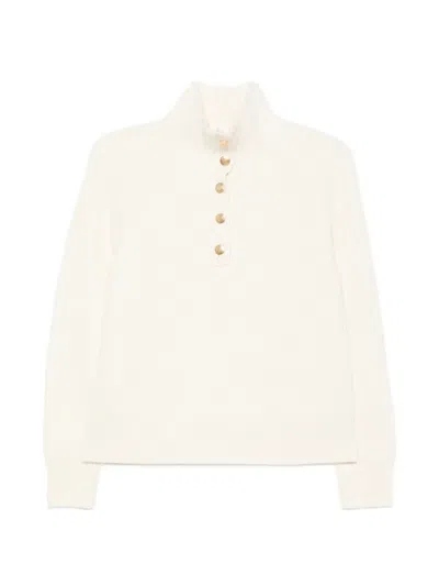 Gant Ribbed Button-up Sweater In Neutral