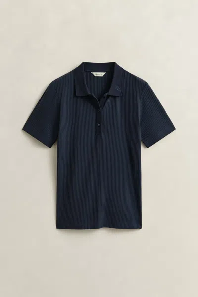 Gant Ribbed Polo Shirt In Blue