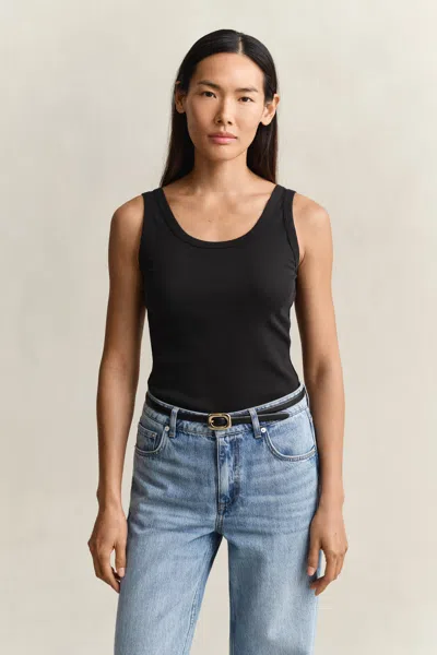 Gant Ribbed Tank Top In Black