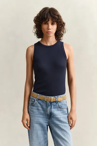Gant Ribbed Tank Top In Blue