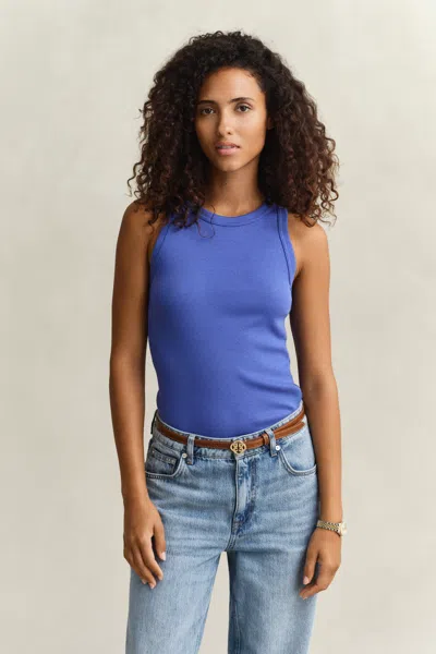 Gant Ribbed Tank Top In Blue