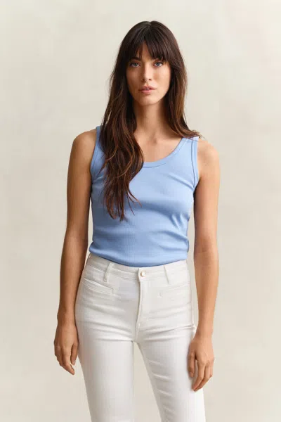 Gant Ribbed Tank Top In Blue