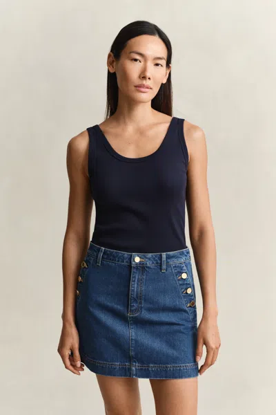 Gant Ribbed Tank Top In Blue