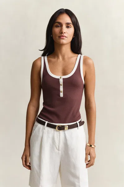 Gant Ribbed Tank Top In Brown