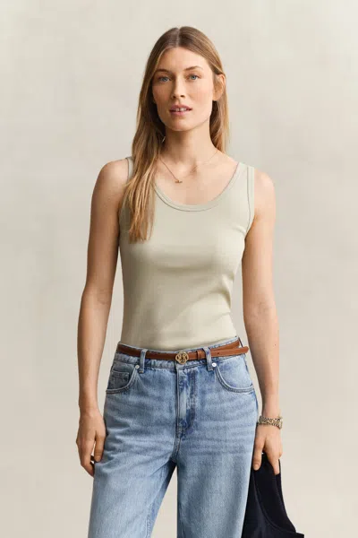 Gant Ribbed Tank Top In Green