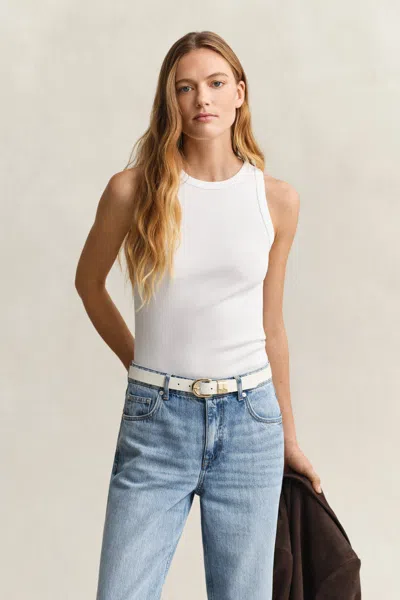 Gant Ribbed Tank Top In White