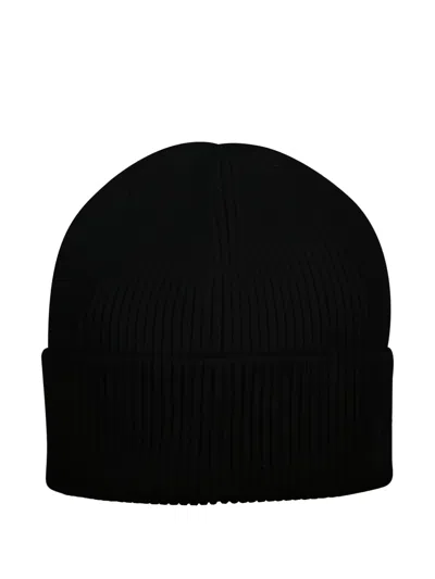 Gant Ribbed Wool Beanie In Black