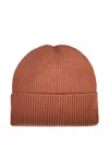 Gant Ribbed Wool Beanie In Brown