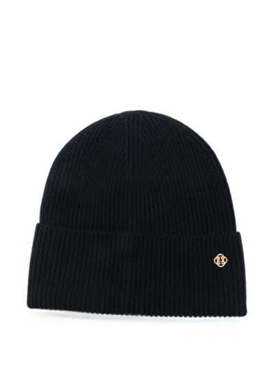 Gant Ribbed Wool Beanie Hat In Blue