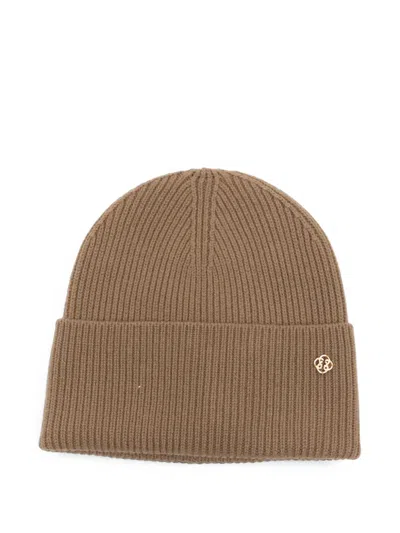 Gant Ribbed-knit Beanie Hat In Brown