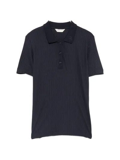 Gant Ribbed-knit Polo Shirt In Black
