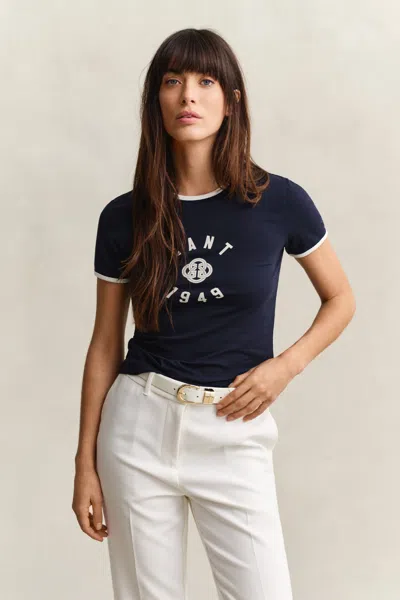Gant Ringer T-shirt In Blue