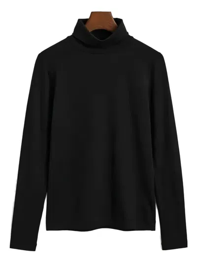 Gant Roll-neck Long-sleeve Top In Black