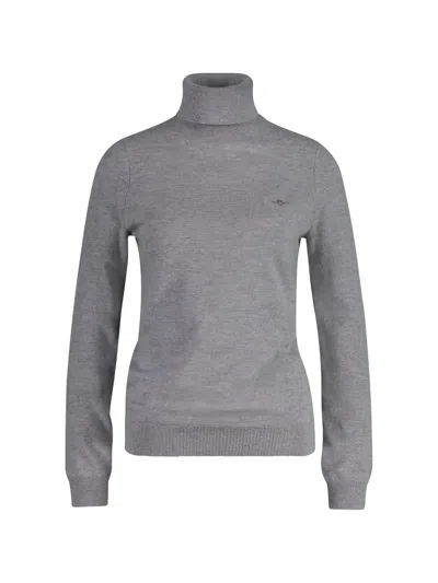 Gant Roll-neck Sweater In Gray