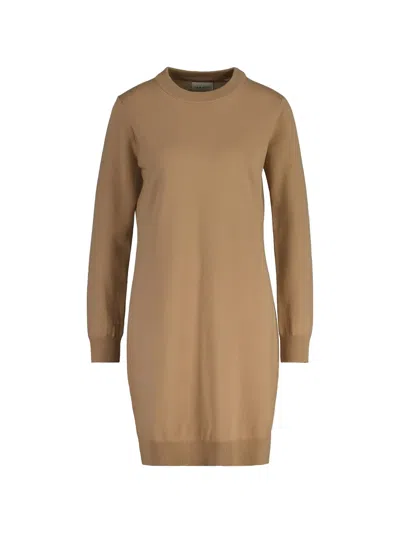 Gant Round-neck Midi Dress In Brown