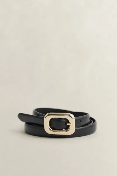 Gant Rounded Buckle Leather Belt In Black