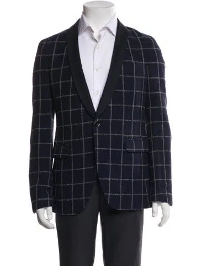 Pre-owned Gant Rugger Plaid Print Blazer In Blue