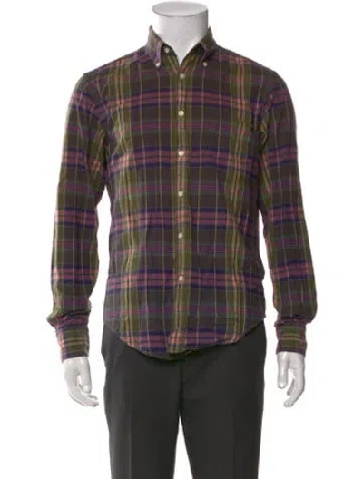 Pre-owned Gant Rugger Plaid Print Long Sleeve Dress Shirt In Green
