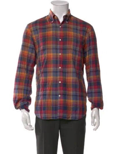 Pre-owned Gant Rugger Plaid Print Long Sleeve Dress Shirt In Multicolor