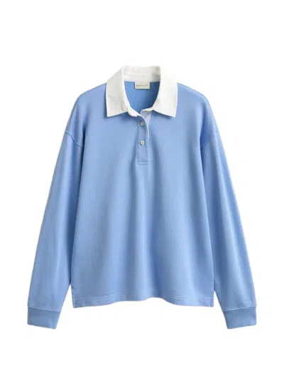Gant Rugger Polo-collar Sweatshirt In Blue