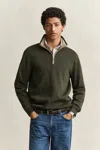 Gant Sacker Rib Half-zip Sweatshirt In Green
