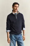 Gant Sacker Rib Half-zip Sweatshirt In Blue