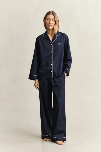Gant Satin Pajama Set In Blue