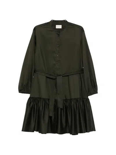 Gant Satin Tie-waist Dress In Green