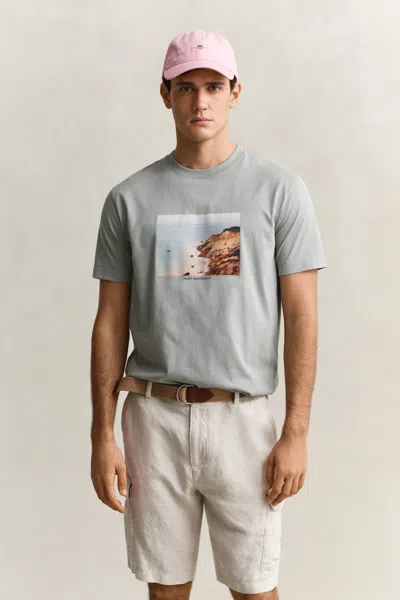 Gant Scenery Graphic T-shirt In Gray