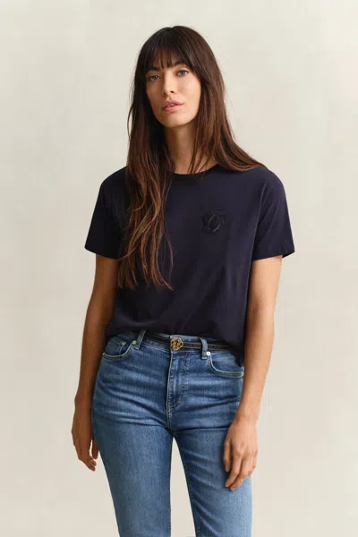 Gant Script T-shirt In Blue