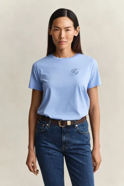 Gant Script T-shirt In Blue