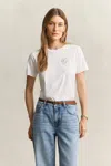 Gant Script T-shirt In White