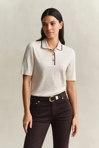 Gant Seamless Polo Top In Neutral