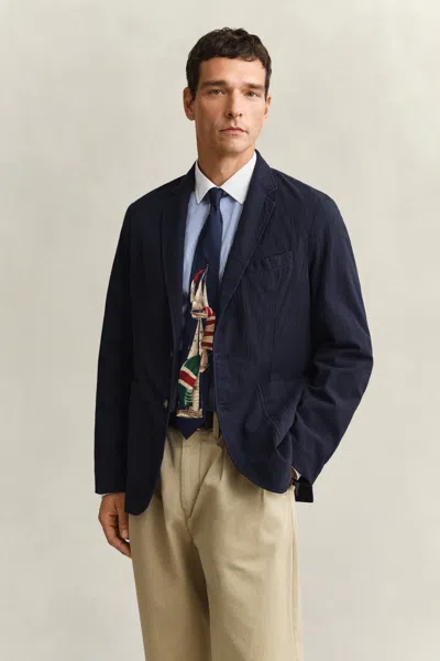 Gant Seersucker Blazer In Blue