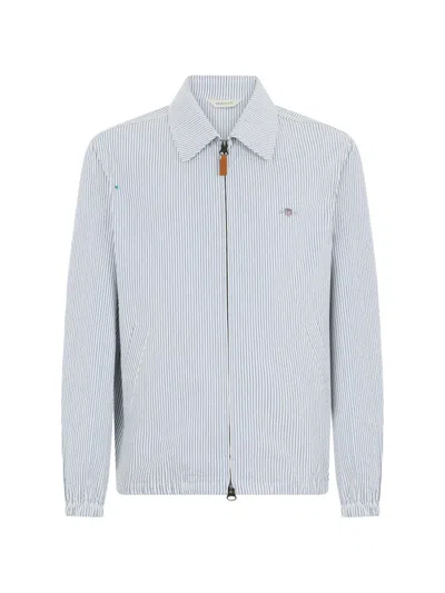 Gant Seersucker Striped Jacket In Blue