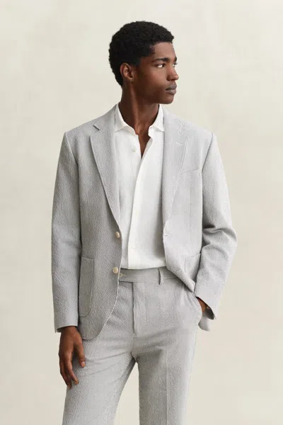 Gant Seersucker Suit Jacket In Gray