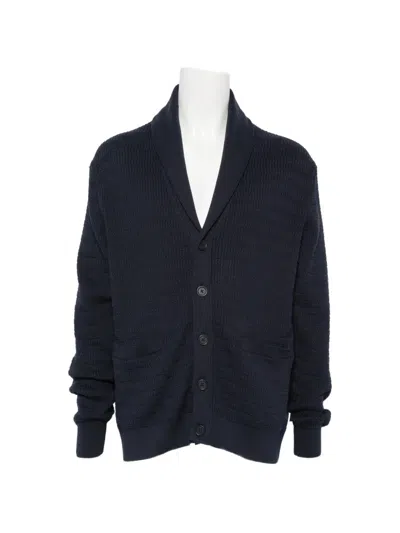 Gant Shawl-collar Waffle-knit Cardigan In Black