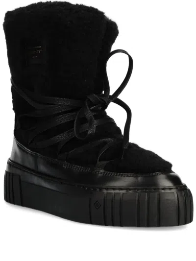 Gant Shearling-embellished Platform Boots In Black