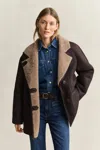 Gant Shearling Jacket In Deep Brown